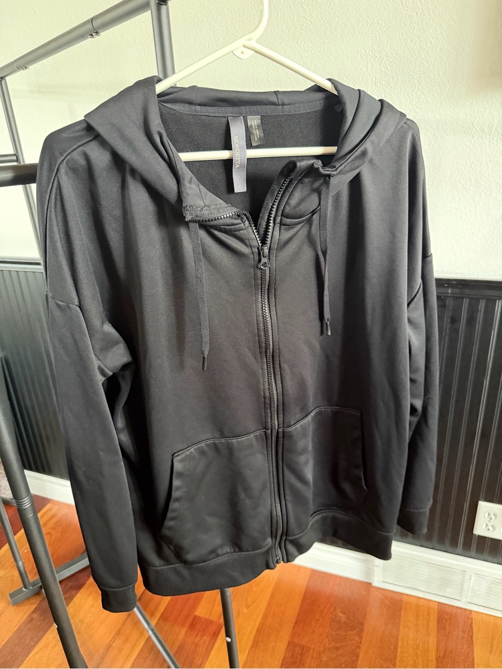 Mondetta Black Full-Zip Hooded Sweatshirt